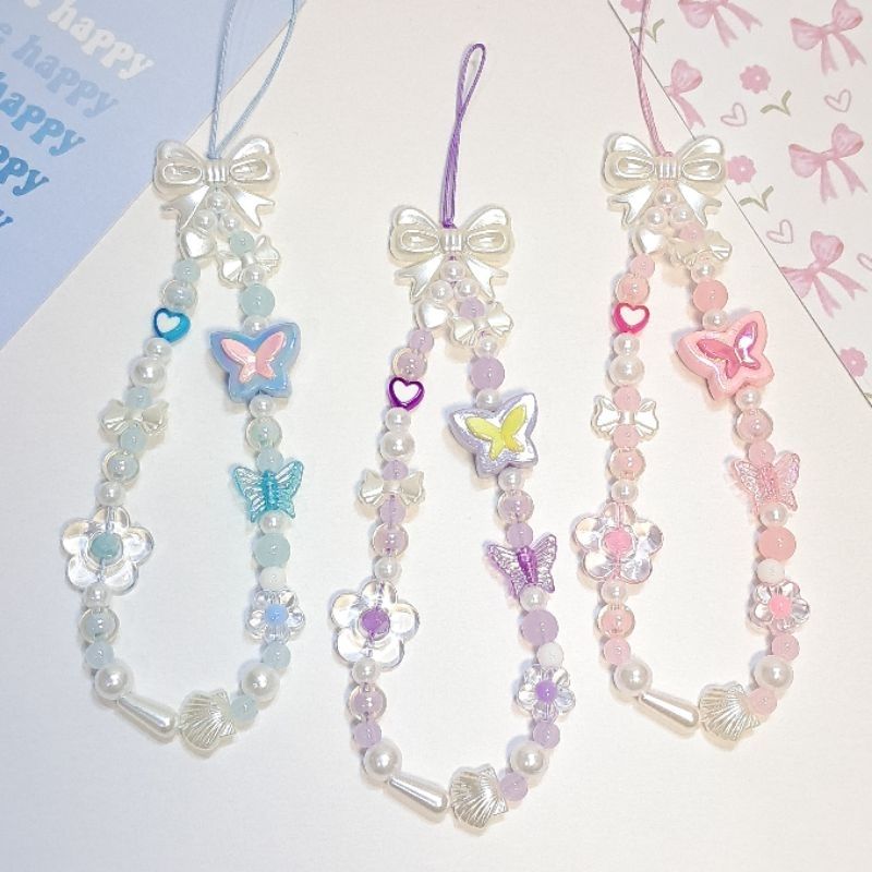🦋 Butterfly Beaded Phone Strap